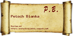 Petsch Bianka névjegykártya